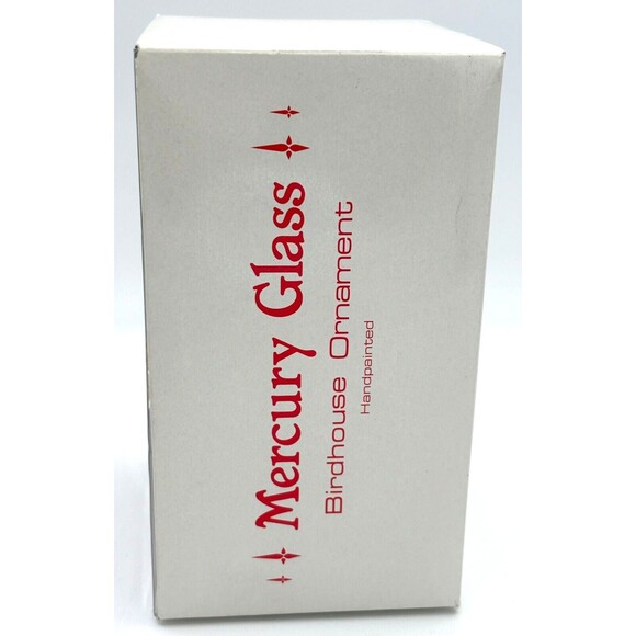 Department 56 Mercury Glass Christmas Tree Ornament Birdhouse Vintage Handpaint - Picture 3 of 16